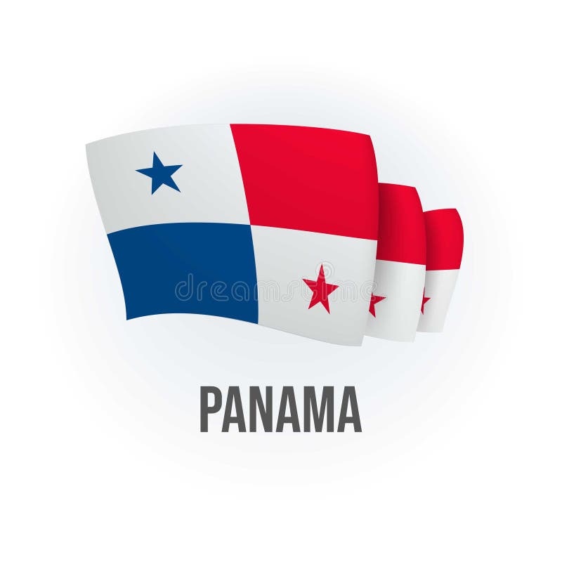 Panama Vector Flag. Bended Flag of Panama, Realistic Vector