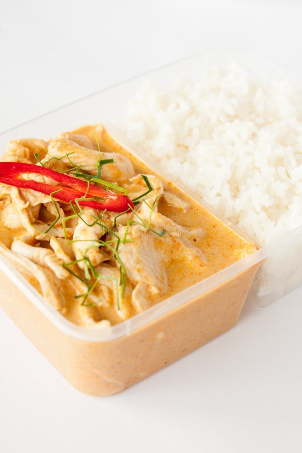 Thai Take Away Food, Panang Curry With Rice Stock Photos ...