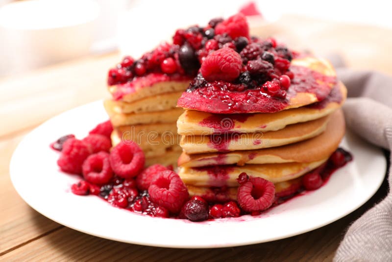 Pancake with berries stock photography