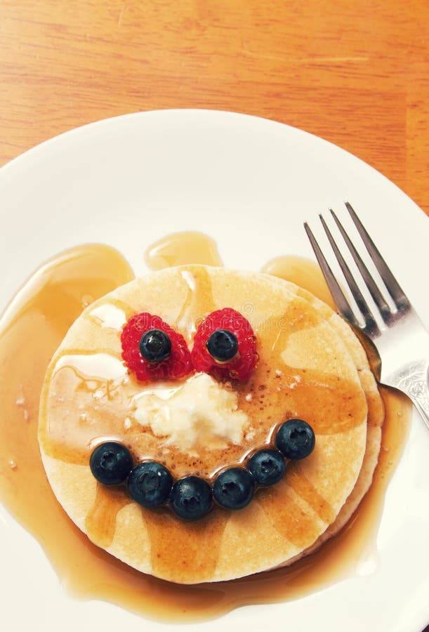 Pancake Breakfast Face stock image. Image of funny, snack 108956903