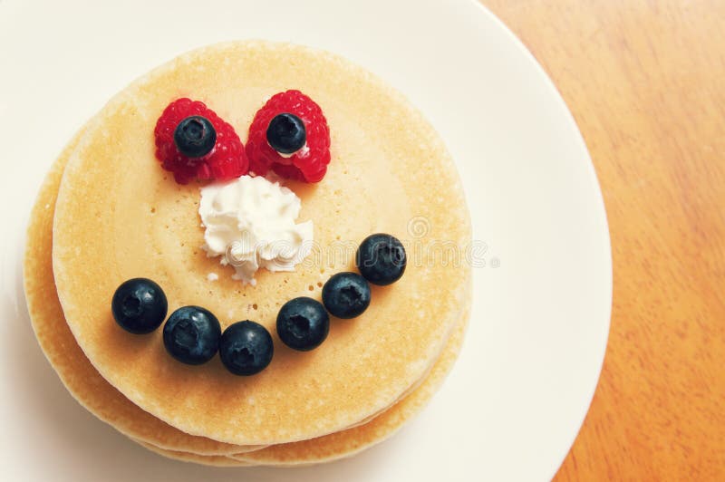Pancake Breakfast Face stock photo. Image of face, berry 108957026