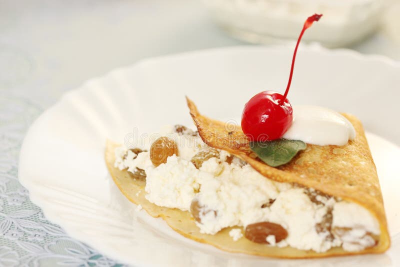 Pancake with Cheese, Cherry Stock Image Image of healthy, gourmet 29200409