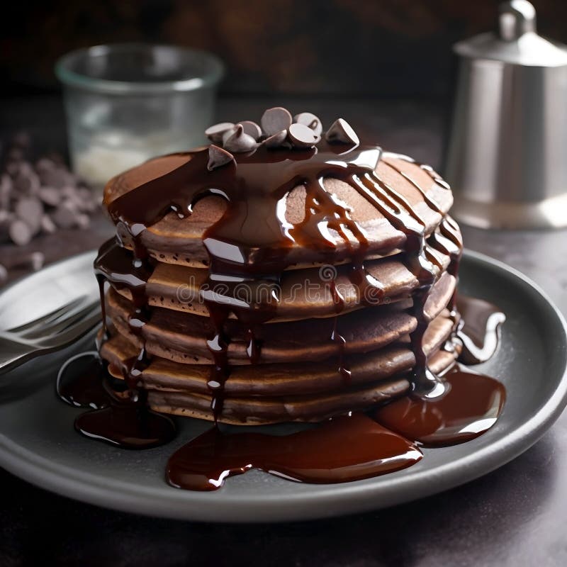 Pancake with Chocolate . AI Generated. Stock Illustration
