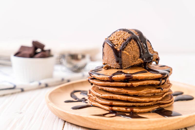 Pancake With Chocolate Icecream Stock Image Image of dish, honey