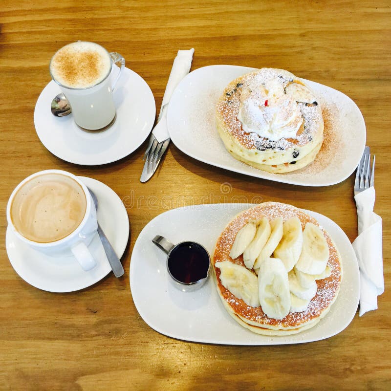 A Cup Of Coffee, A Pancake On A Plate And Good Morning Wishes On A