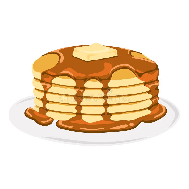 Isolated vector delicious pancake with maple syrup in a plate. Isolated vector delicious pancake with maple syrup in a plate