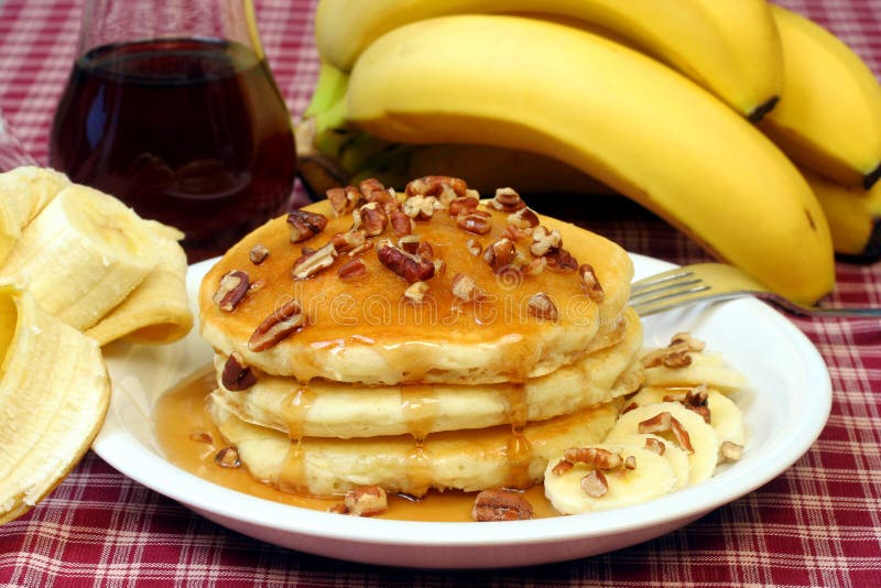 Pancake e banane fotografie stock Pancake e banane fotografie stock