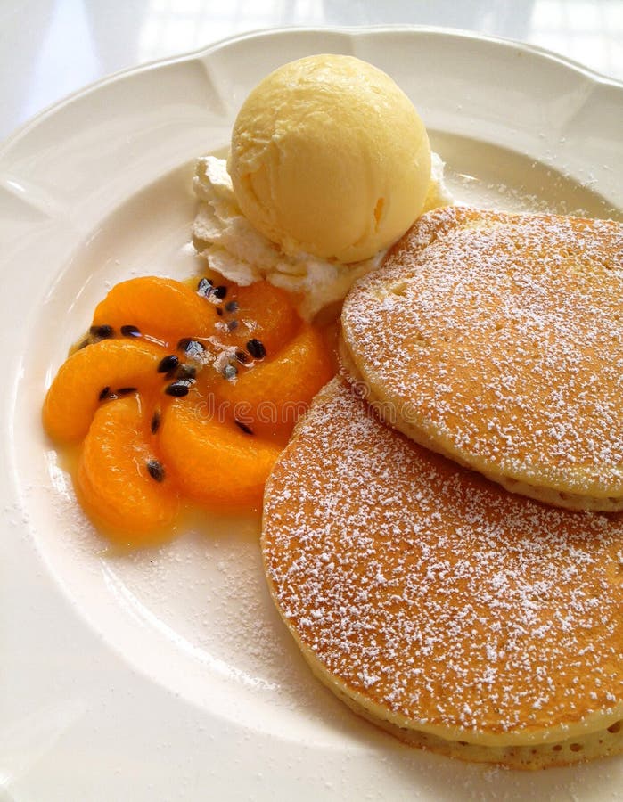 Pancake With Vanilla Icecream And Fruit Stock Image Image of dessert