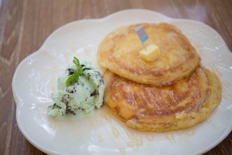 Pancake with Ice Cream, Dessert Stock Image Image of icecream, pink