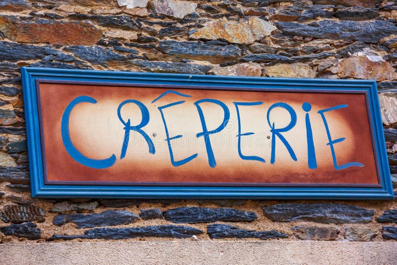 Pancake Restaurant  Sign  Creperie  In French Brittany 