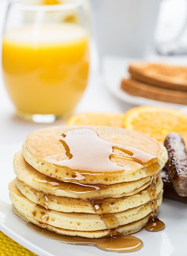 Pancake and Sausage Breakfast Stock Image - Image of pancake, flapjacks ...