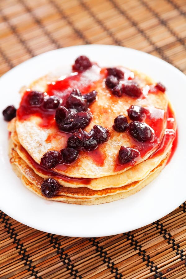 Pancakes with Blueberry Jam Stock Photo Image of cooked, meal 58575674