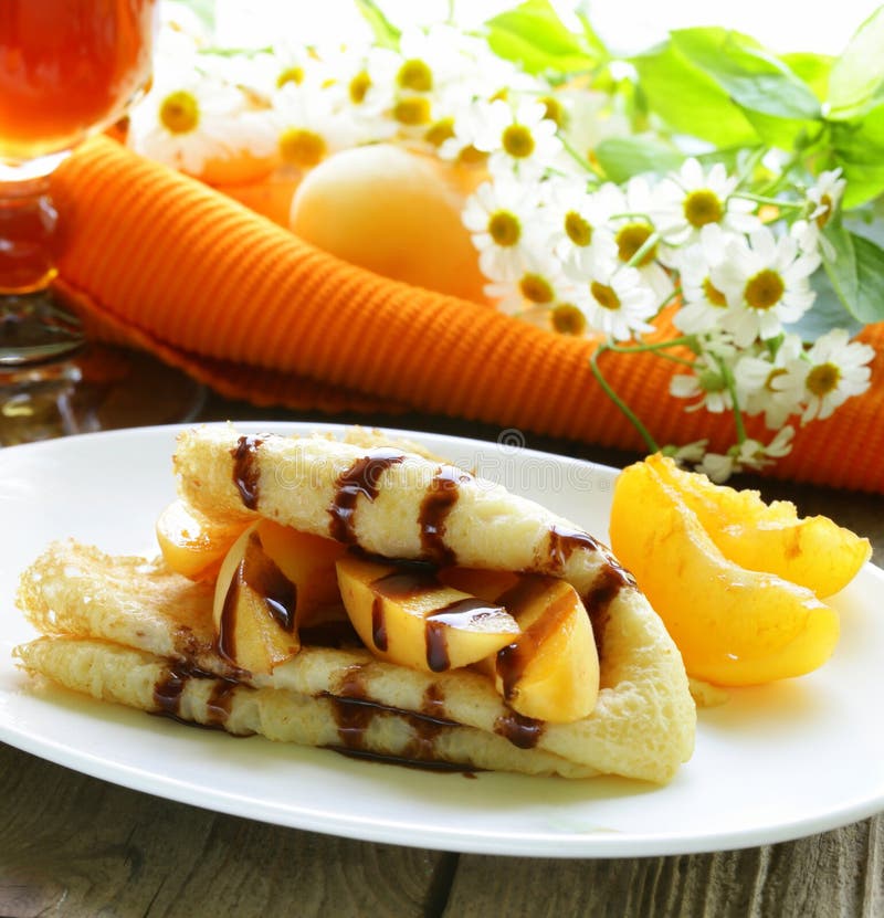 Pancakes for breakfast stock photo