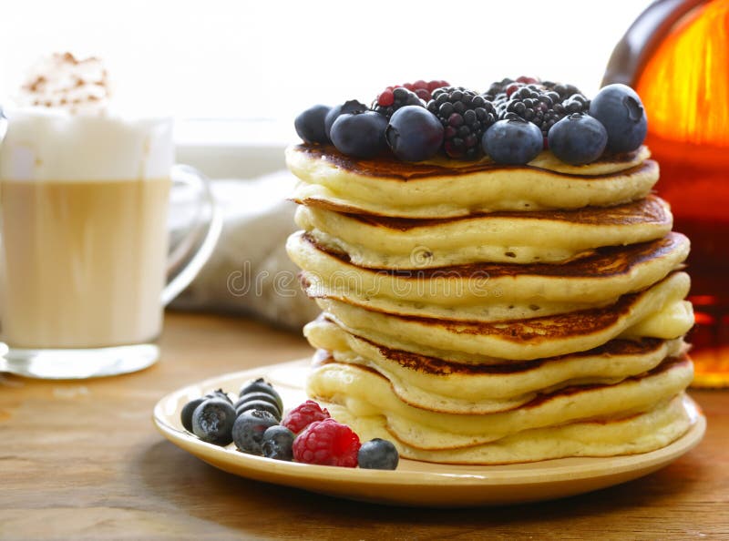 Pancakes for breakfast stock photo