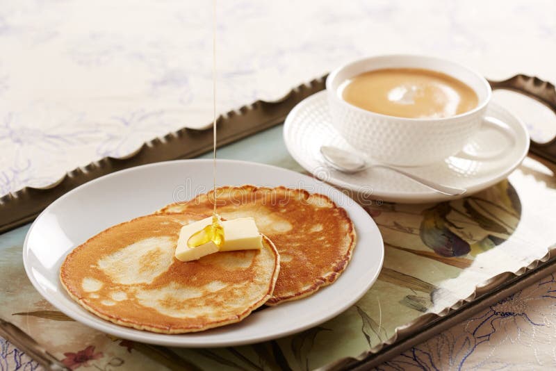 Pancakes with Butter and Caramel Sauce Stock Image Image of sauce