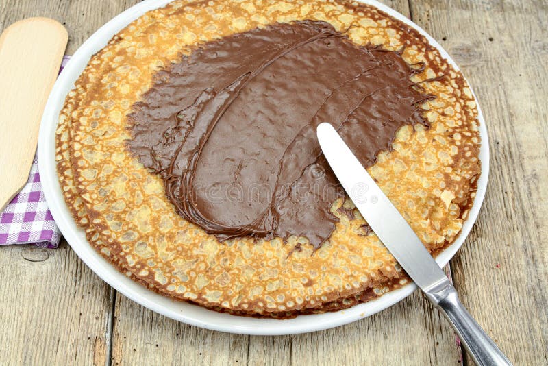 Pancakes with Chocolate Spread Stock Photo Image of crepes, snack