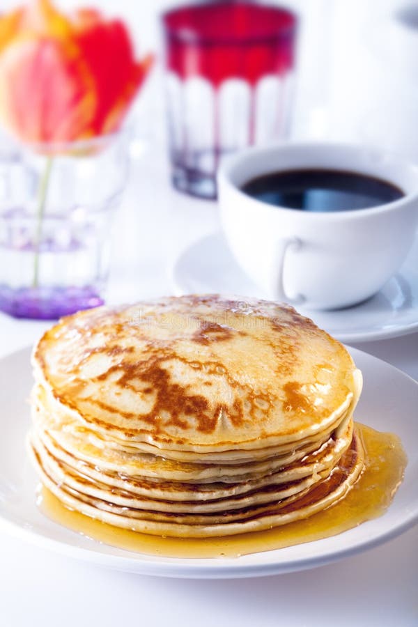 Pancakes and coffee stock photo. Image of dessert, hotcakes 14112588