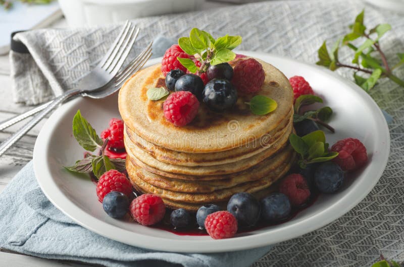 Pancakes with Forest Fruit Sauce Stock Photo Image of honey, homemade