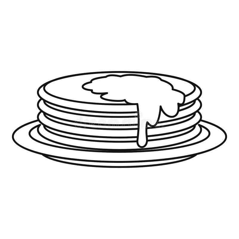 Pancakes Icon, Outline Style Stock Vector Illustration of breakfast