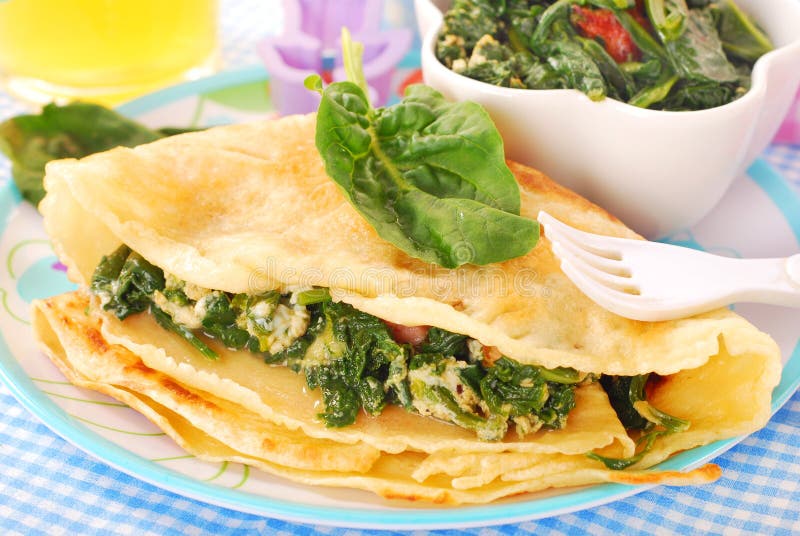 Pancakes with spinach stock image. Image of diet, stuffed 13822983