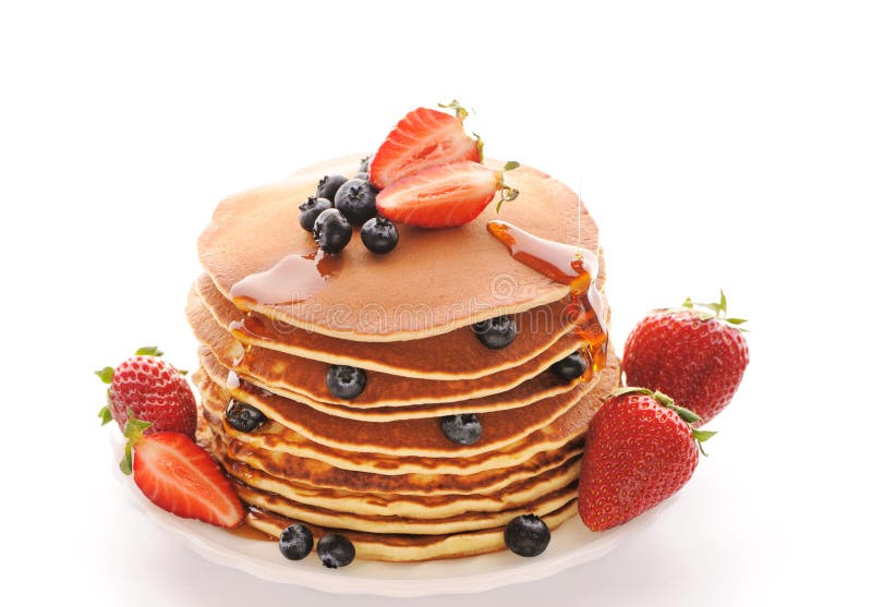 Pancakes with strawberry and blueberries