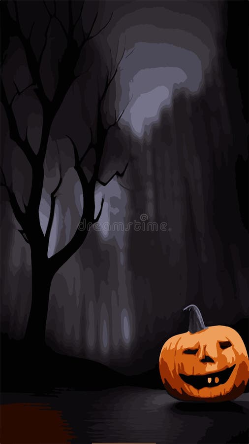  Pancarta De Arte De Papel De Halloween Feliz Con Estilo Vintage Con Siluetas De Dibujos Animados En Manchas Ilustración del Vector