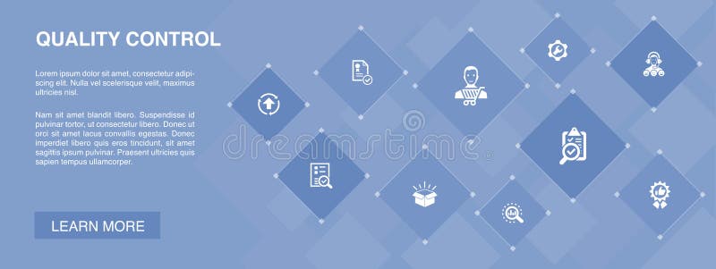 Pancarta de control de calidad 10 iconos concepto ilustración del vector Pancarta de control de calidad 10 iconos concepto ilustración del vector