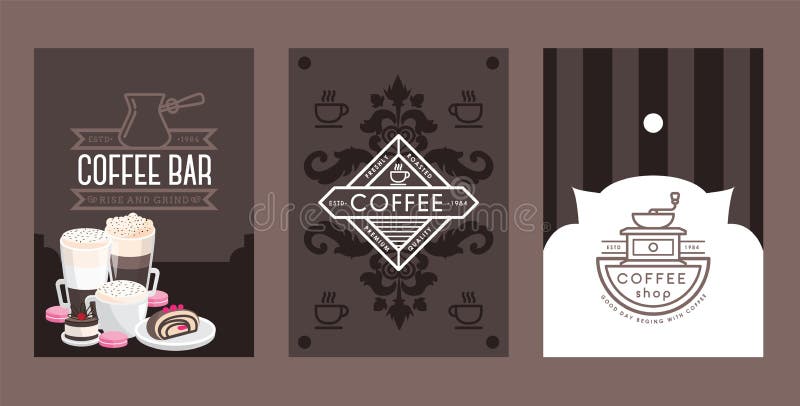 Pancartas De Café, Portada De Menú De Café, Iconos De Línea Para Café,  Ilustración Vectorial Ilustración del Vector - Ilustración de capuchino,  cubierta: 173535735