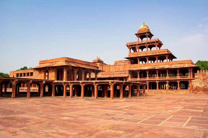 Panch Mahal Five Level Palace monument in Fatehpur Sikri located in Uttar Pradesh, India stock photos Panch Mahal Five Level Palace monument in Fatehpur Sikri located in Uttar Pradesh, India stock photos