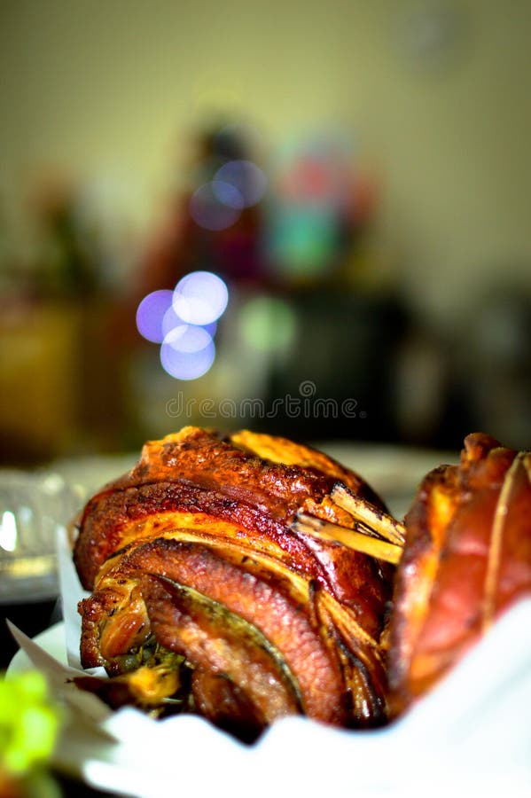 Pancia di carne di maiale rotolata arrosto immagini stock libere da diritti