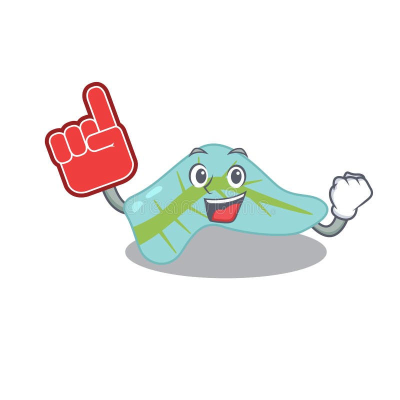 Pancreas in Cartoon Drawing Character Design with Foam Finger Stock