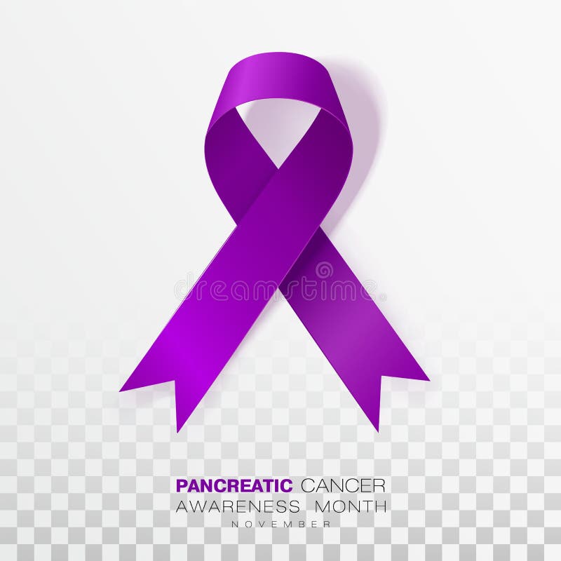 Pancreatic Cancer Awareness Month. Purple Color Ribbon Isolated On Transparent Background. Vector Design Template For Poster vector illustration Pancreatic Cancer Awareness Month. Purple Color Ribbon Isolated On Transparent Background. Vector Design Template For Poster vector illustration