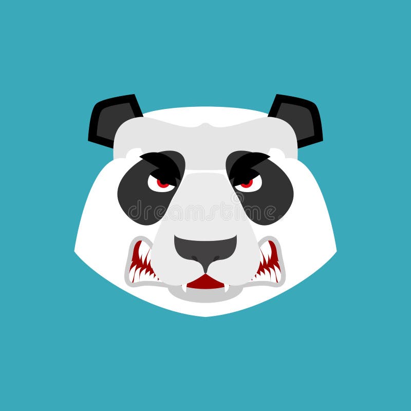 Panda angry Emoji. Chinese bear Aggressive emotion isolated