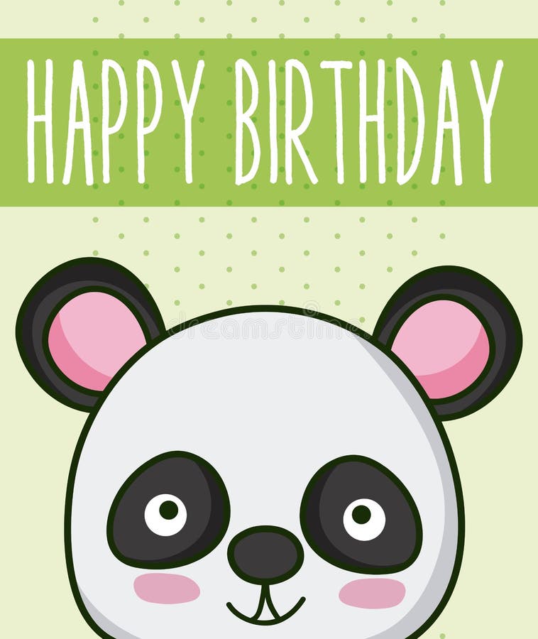 Panda bear in cute happy birthday card stock illustration Panda bear in cute happy birthday card stock illustration