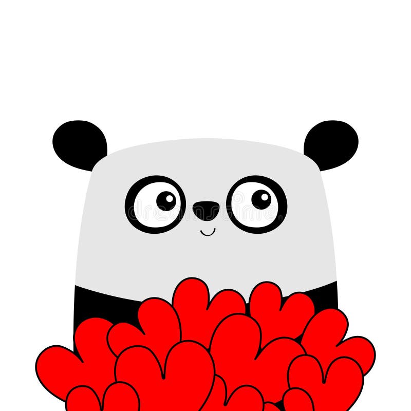 Cute Panda Bear Cartoon Holding Love You Label Stock Vector - Illustration  of bear, holding: 212400880