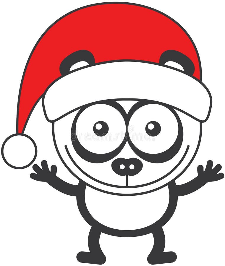 Panda Bear Wearing Santa Hat and Celebrating Christmas Stock Vector ...