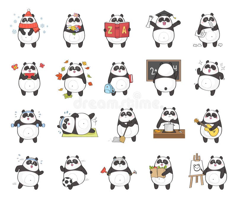 Panda Fofo De Volta à Escola Personagem Vetorial De Desenho Animado De  Kawaii Ilustração do Vetor - Ilustração de urso, fofofo: 175699554