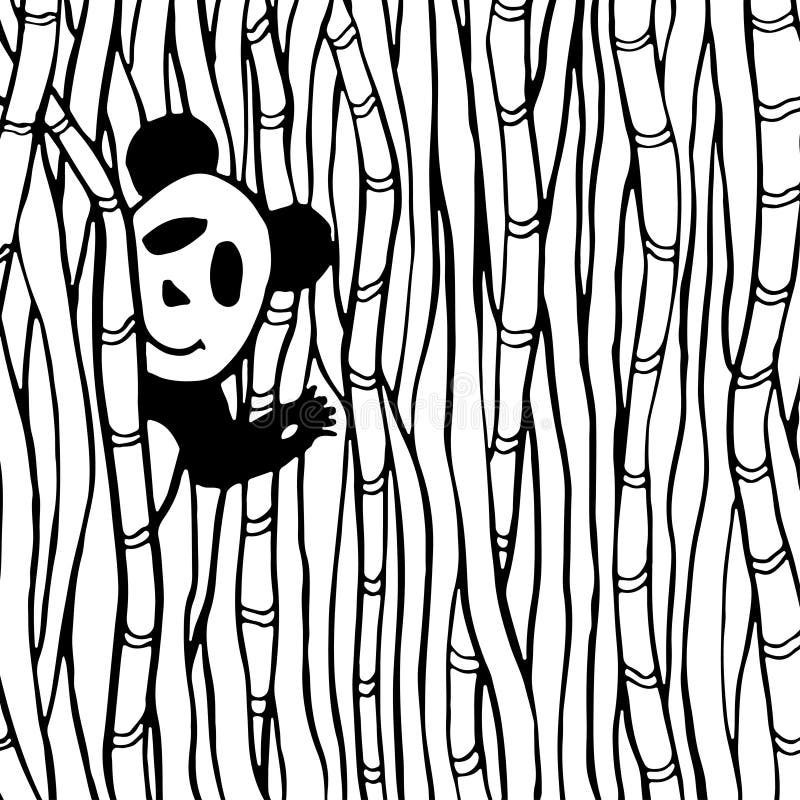 Desenho de Panda come bambu para colorir