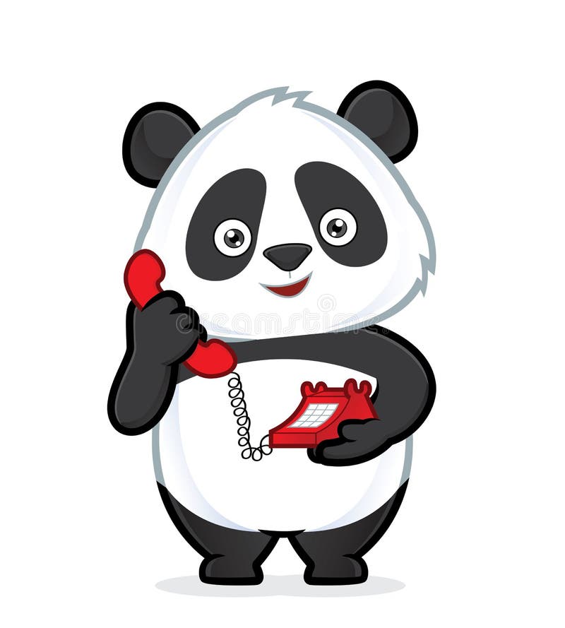 Panda che tiene un telefono illustrazione di stock Panda che tiene un telefono illustrazione di stock