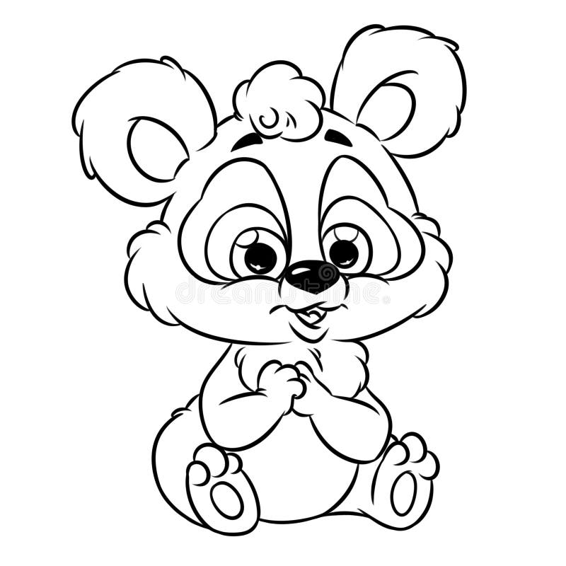 Panda Cheerful Cartoon Coloring Page Stock Illustration Illustration Of Little Line 125053162
