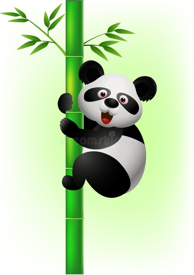 Panda Climbing Bamboo Tree Stock Vector Illustration Of Climbing