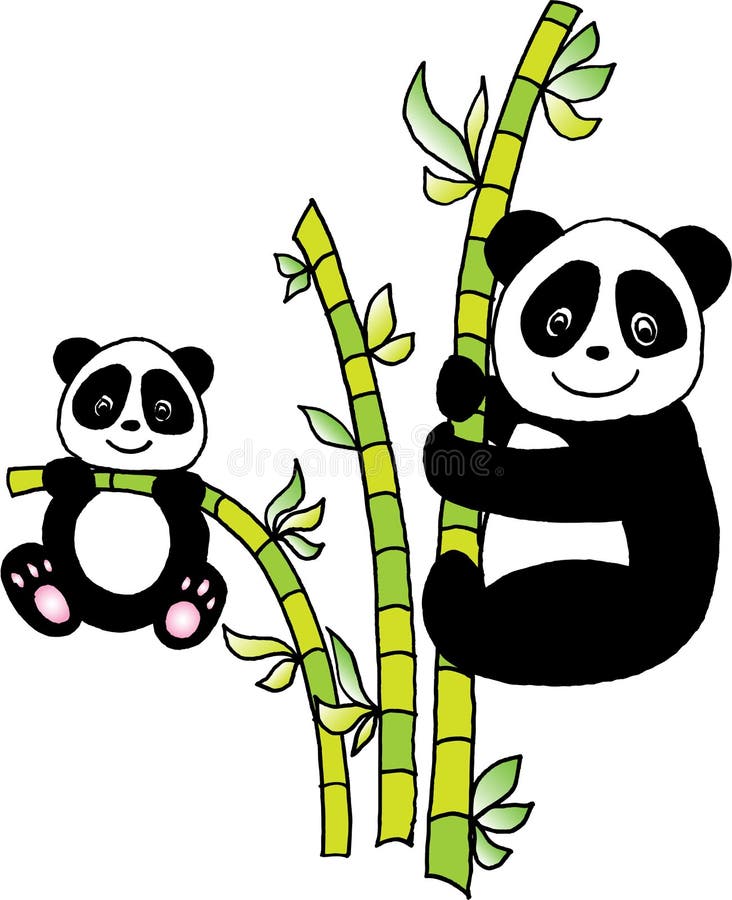 Panda com bambu ilustração royalty free Panda com bambu ilustração royalty free