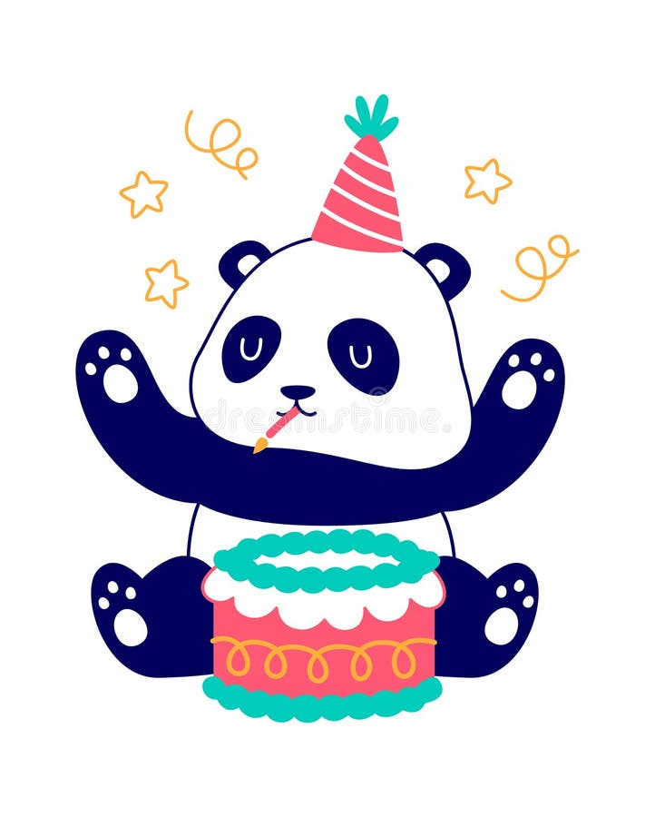 Desenho de urso panda fofo segurando balão de coração para animal kawaii de  festa de aniversário