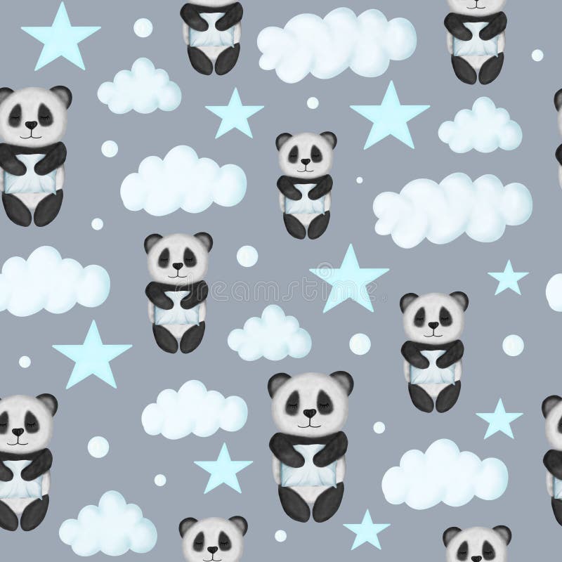 Impressões de arte de parede em tela, desenho fofo de panda