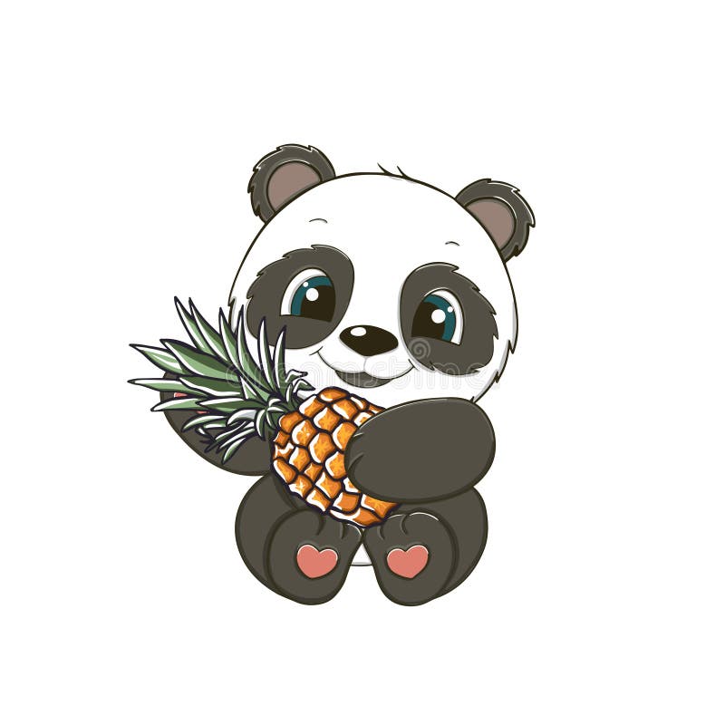 Panda De Desenho Animado Fofo Com Sorvete. Ilustração do Vetor - Ilustração  de fofofo, brinquedo: 213965491