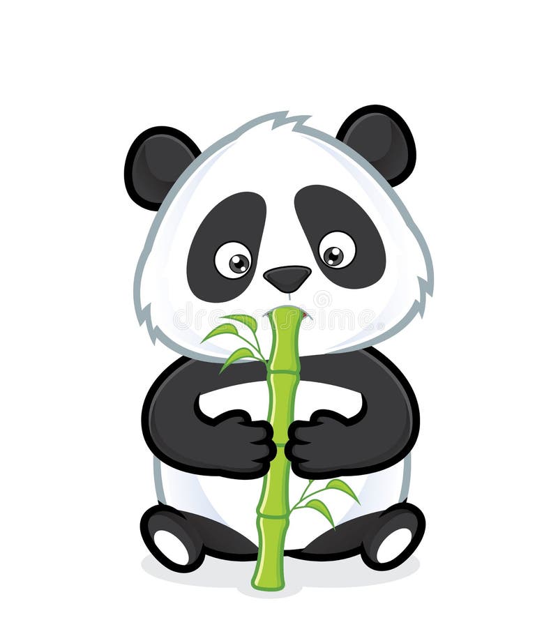 Clipart picture of a panda cartoon character eating bamboo. Clipart picture of a panda cartoon character eating bamboo