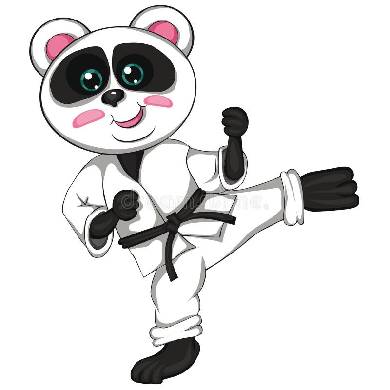 Em uma estilização de fundo branco de um pequeno panda desenho