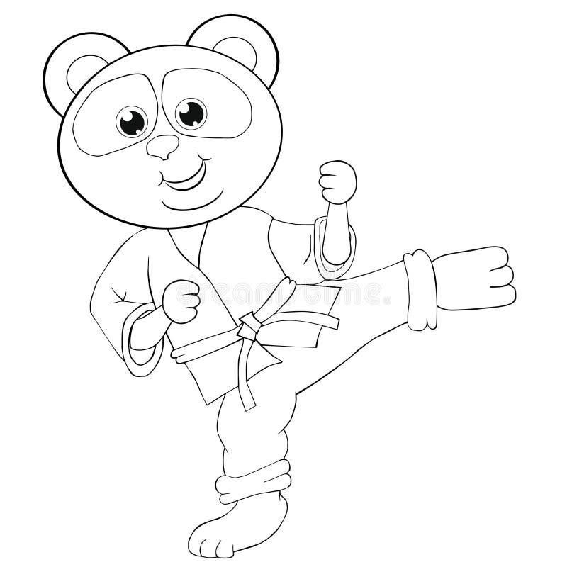 Vetores de Página De Desenhos Animados Urso Panda Para Colorir e