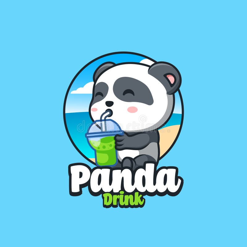Panda com drink para colorir - Imprimir Desenhos