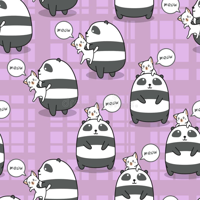 A panda e o gato sem emenda são melhor amigo de se teste padrão ilustração do vetor A panda e o gato sem emenda são melhor amigo de se teste padrão ilustração do vetor